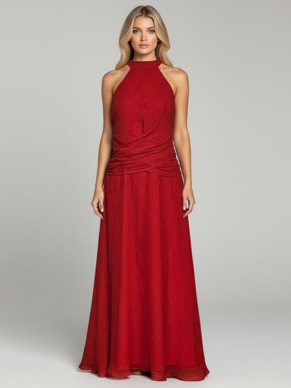 NWT ASOS Red Sleeveless Halter Special Occasions Maxi Dress Size 8 - Picture 4 of 15